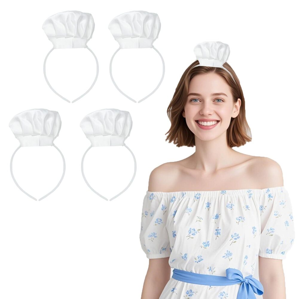 2070 4 Pcs Mini Chef Hat Headband Cute Tiny Chef Hat Headband Tall Chefs